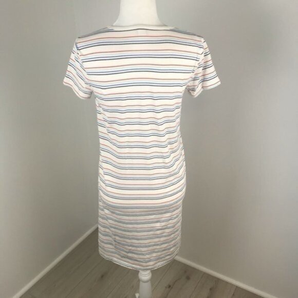 J. Crew White Colorful Striped T Shirt Dress - Picture 6 of 7